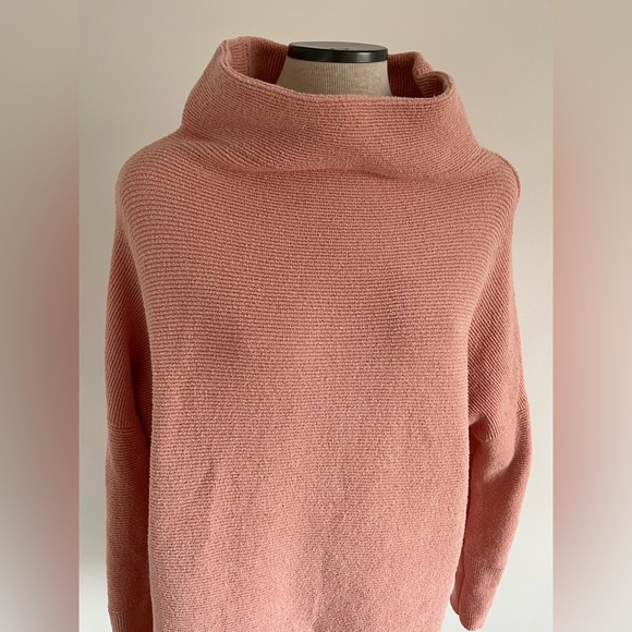 Free People Ottoman Slouchy Tunic Sweater Dress Soft Pink Cowl Ribbed Pullover S - Picture 12 of 16
